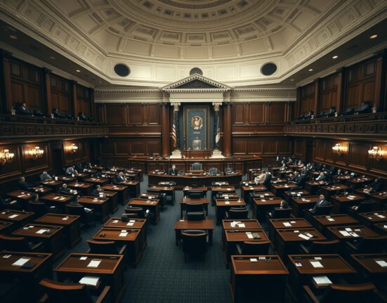 Interior of the U.S. House of Representatives chamber during a legislative session