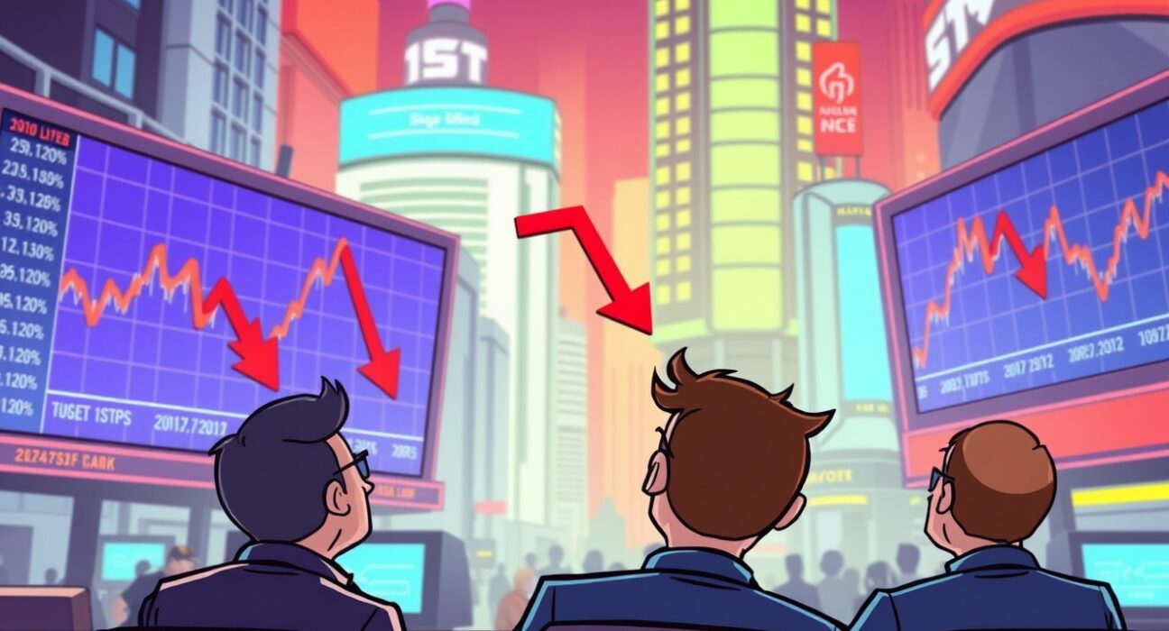 US indices open lower showing three major stock market charts with red downward trends
