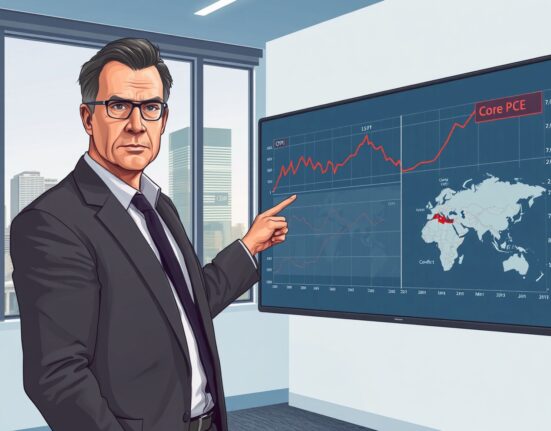 Rabobank economist analyzes inflation charts showing persistent price pressures from geopolitical conflicts in 2025