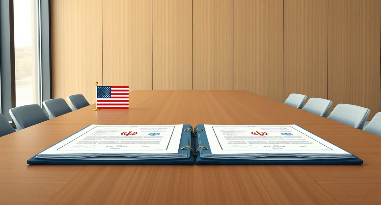 Diplomatic breakthrough with US and Iran agreement documents on negotiation table