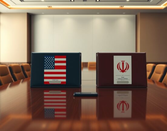 US and Iran diplomatic folders symbolizing the ceasefire agreement in principle and ongoing mediation talks.