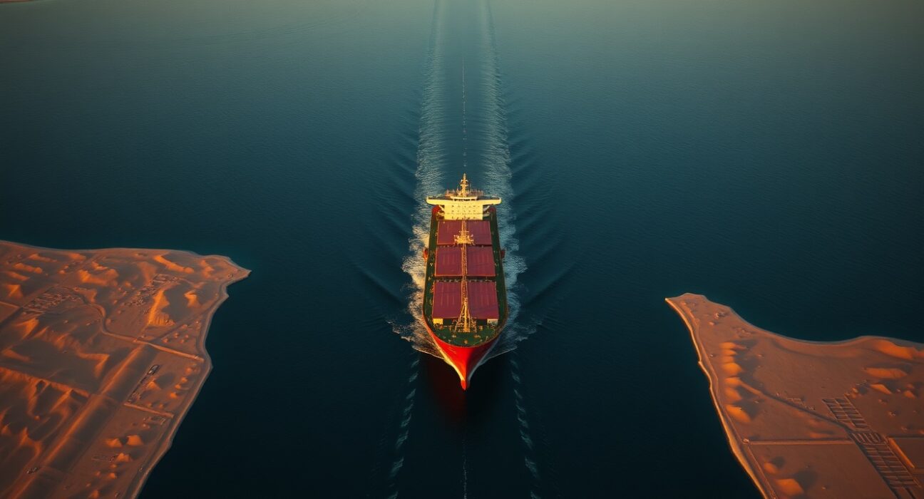 Oil tanker navigating the strategic Strait of Hormuz during US-Iran ceasefire negotiations.