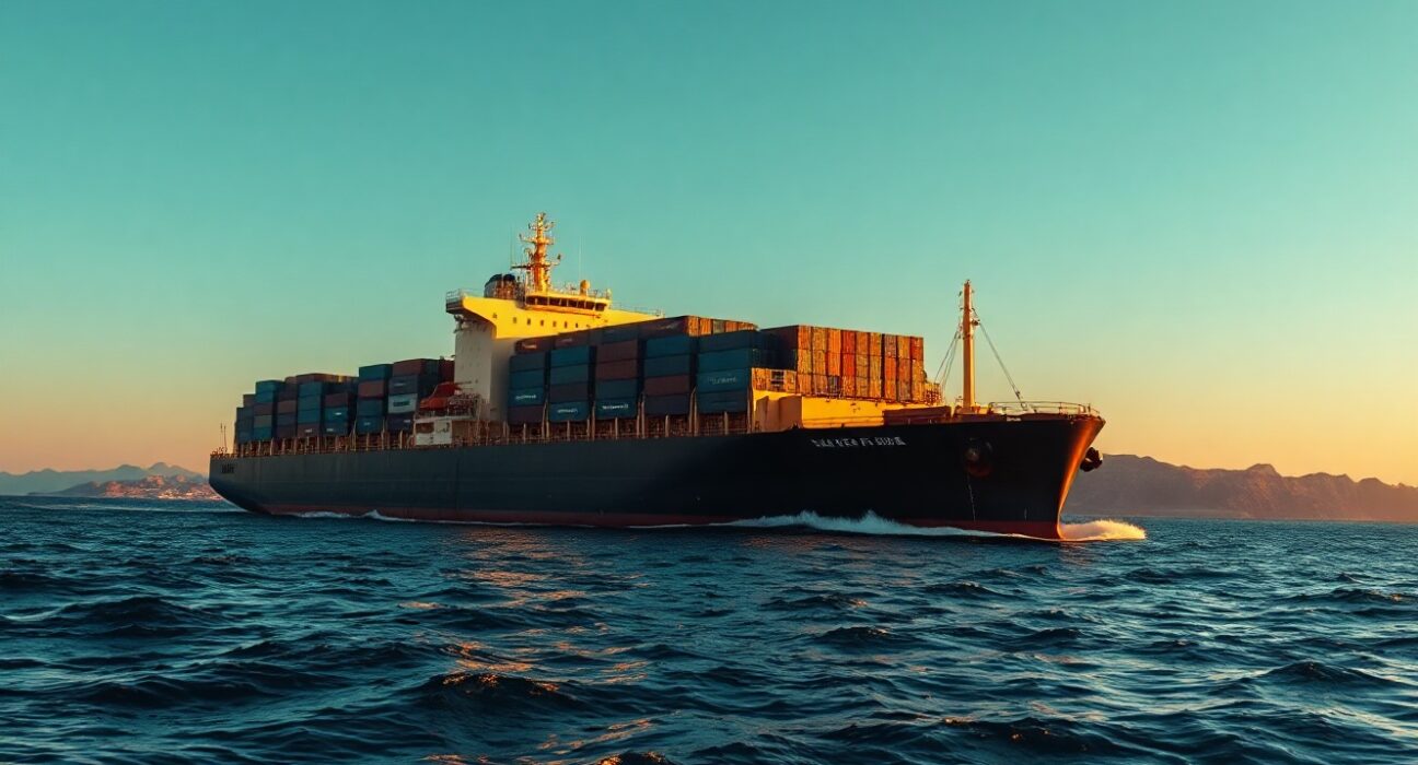 Cargo ship sailing through the Strait of Hormuz after US-Iran ceasefire extension