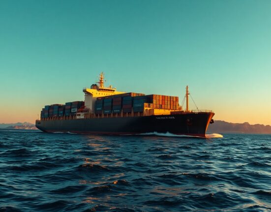 Cargo ship sailing through the Strait of Hormuz after US-Iran ceasefire extension