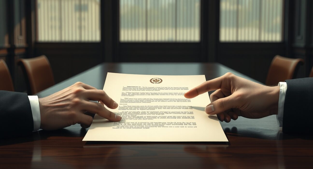 Diplomatic hands reviewing a document outlining the US plan for Middle East war ceasefire with Iran.