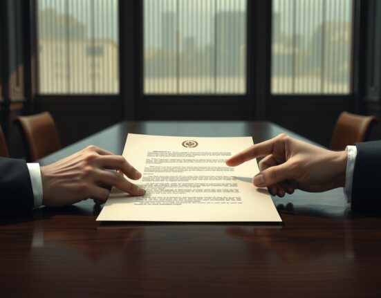 Diplomatic hands reviewing a document outlining the US plan for Middle East war ceasefire with Iran.