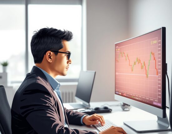 Financial analyst monitoring EUR/USD chart ahead of crucial US ISM Services PMI data release