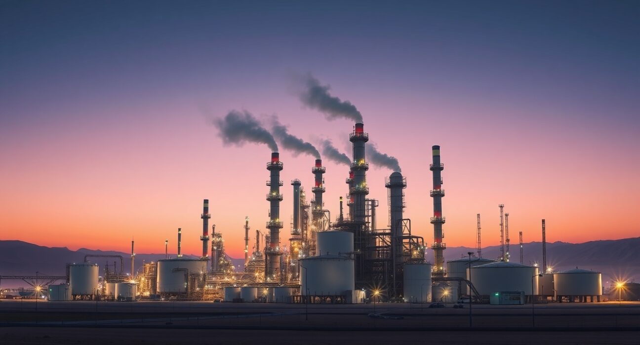 The Mahshahr Petrochemical Zone in Iran following reported U.S. and Israeli airstrike.