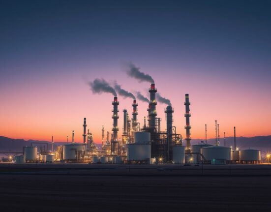 The Mahshahr Petrochemical Zone in Iran following reported U.S. and Israeli airstrike.