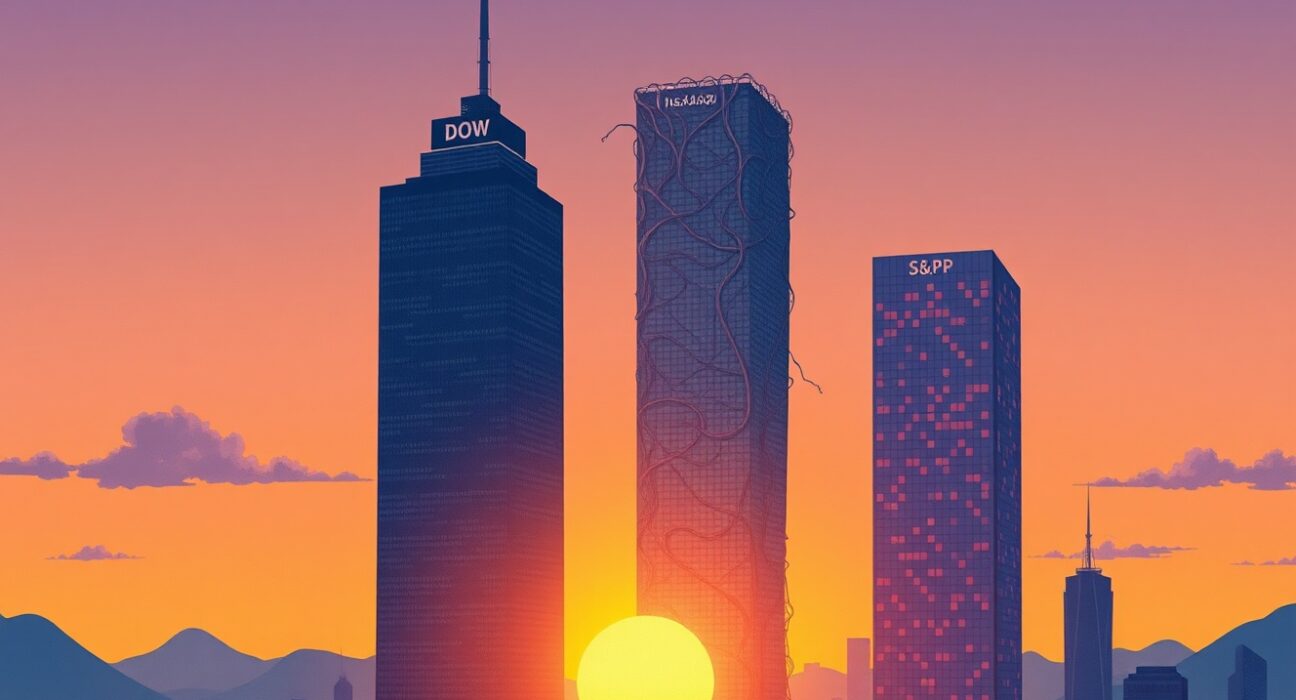 Analysis of US major indices closing lower in a broad market pullback.