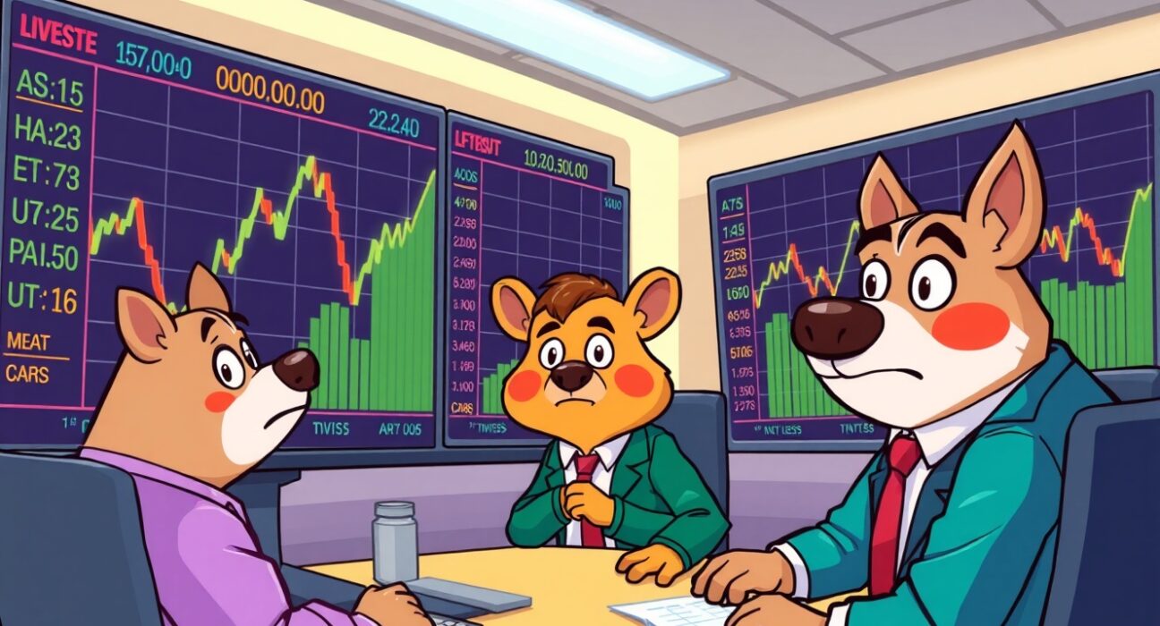US major indices showing significant decline with downward trending arrows and concerned investors