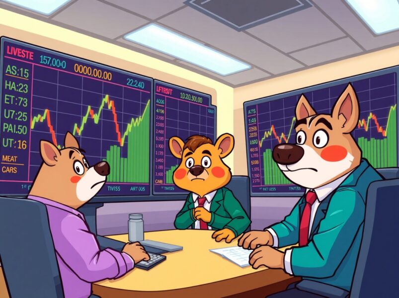 US major indices showing downward trend in vibrant cartoon stock market illustration