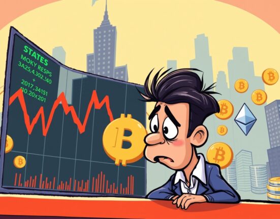 An investor contemplates the ripple effects of a US market downturn on their crypto portfolio.