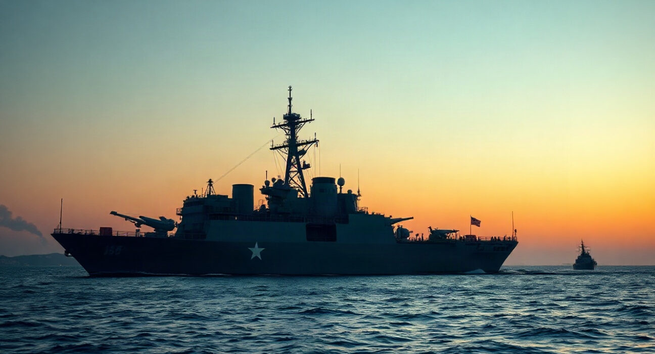 US Navy warship patrolling the Persian Gulf near Iran