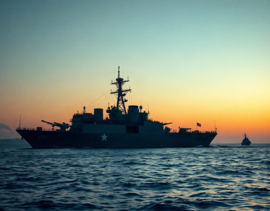 US Navy warship patrolling the Persian Gulf near Iran