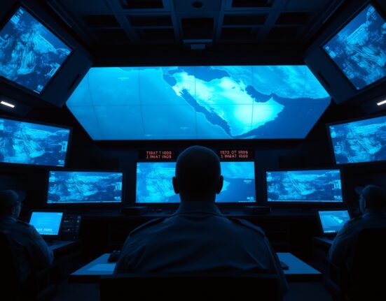 US military command center monitoring operations related to airstrike in southern Iran