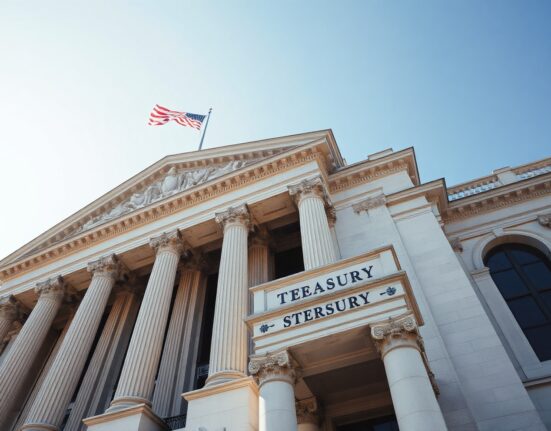 US Treasury building in Washington, DC, symbolizing international capital flows data.