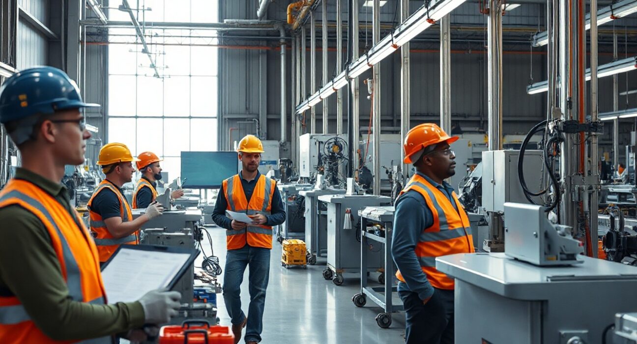 Workers on a modern factory floor, representing US productivity gains in Q2 2025.