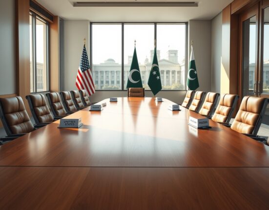 Empty diplomatic conference room in Islamabad after canceled US Pakistan trip