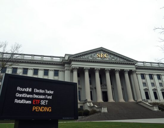 US prediction market ETFs delayed by SEC review showing regulatory building and pending fund status