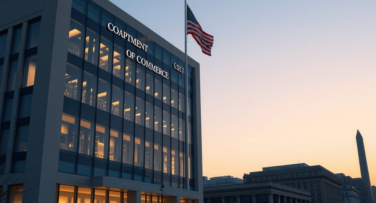 US Department of Commerce building representing the source of Q4 GDP growth data release.