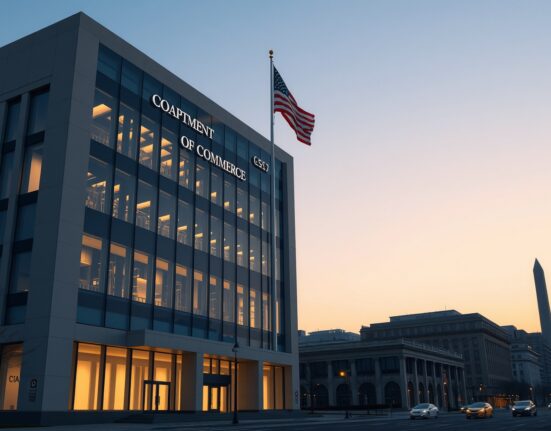 US Department of Commerce building representing the source of Q4 GDP growth data release.