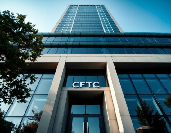 Exterior of the CFTC headquarters building in Washington, D.C., on a sunny day.