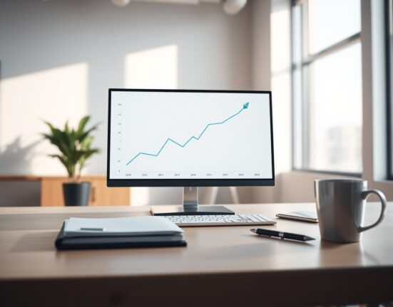 Professional trading desk screen showing an upward-trending graph for spot Ethereum ETF growth and demand.