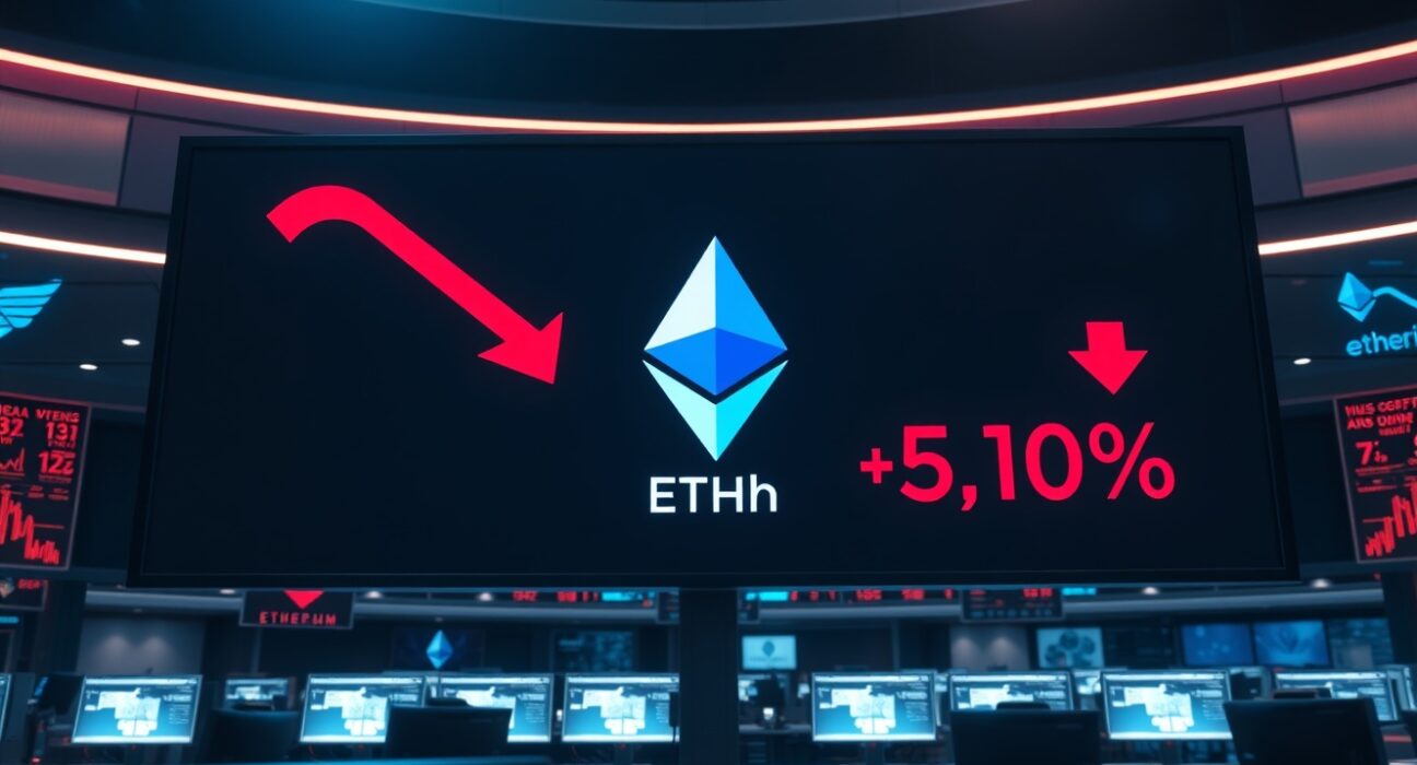 Digital trading board showing Ethereum ETF outflows with red indicators