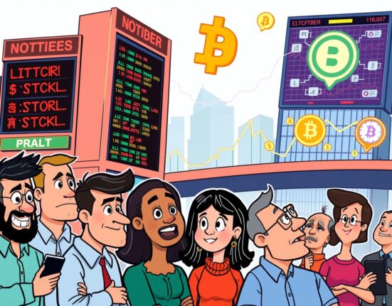 Chart showing a decline in the US stock market, prompting investors to consider its potential impact on cryptocurrency portfolios.