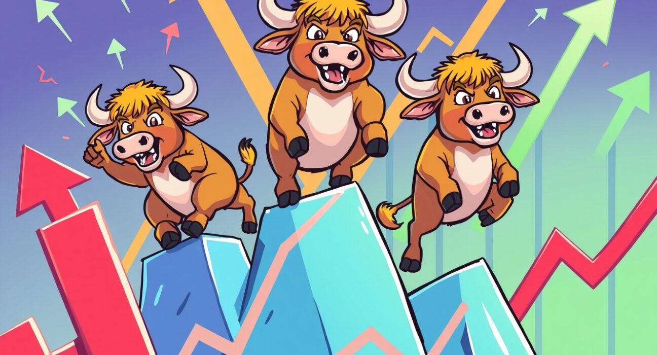 US stocks close higher showing bullish market momentum with rising charts and positive indicators