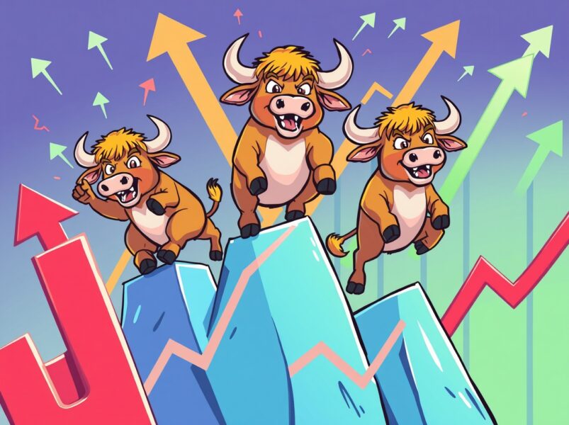 US stocks close higher showing bullish market momentum with rising charts and positive indicators