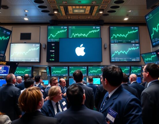 US stocks open higher as Apple stock surges 2.7% in early trading, signaling investor confidence.