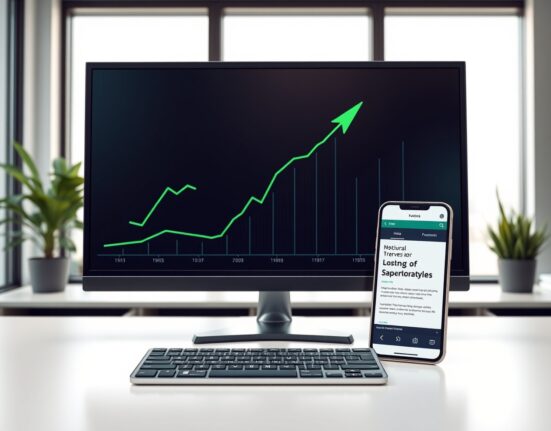 Stock market chart surging higher following US-Iran ceasefire news, symbolizing the day's financial rally.