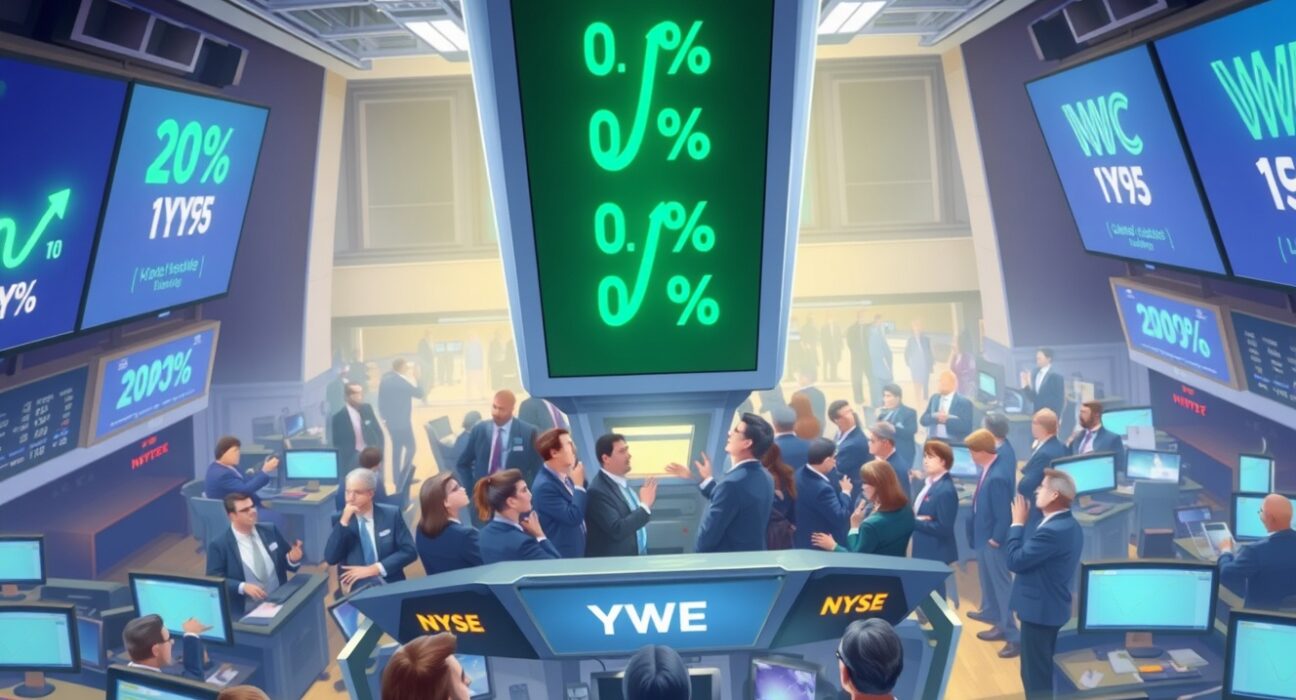 Traders on the NYSE floor at market open as US stocks post strong gains.