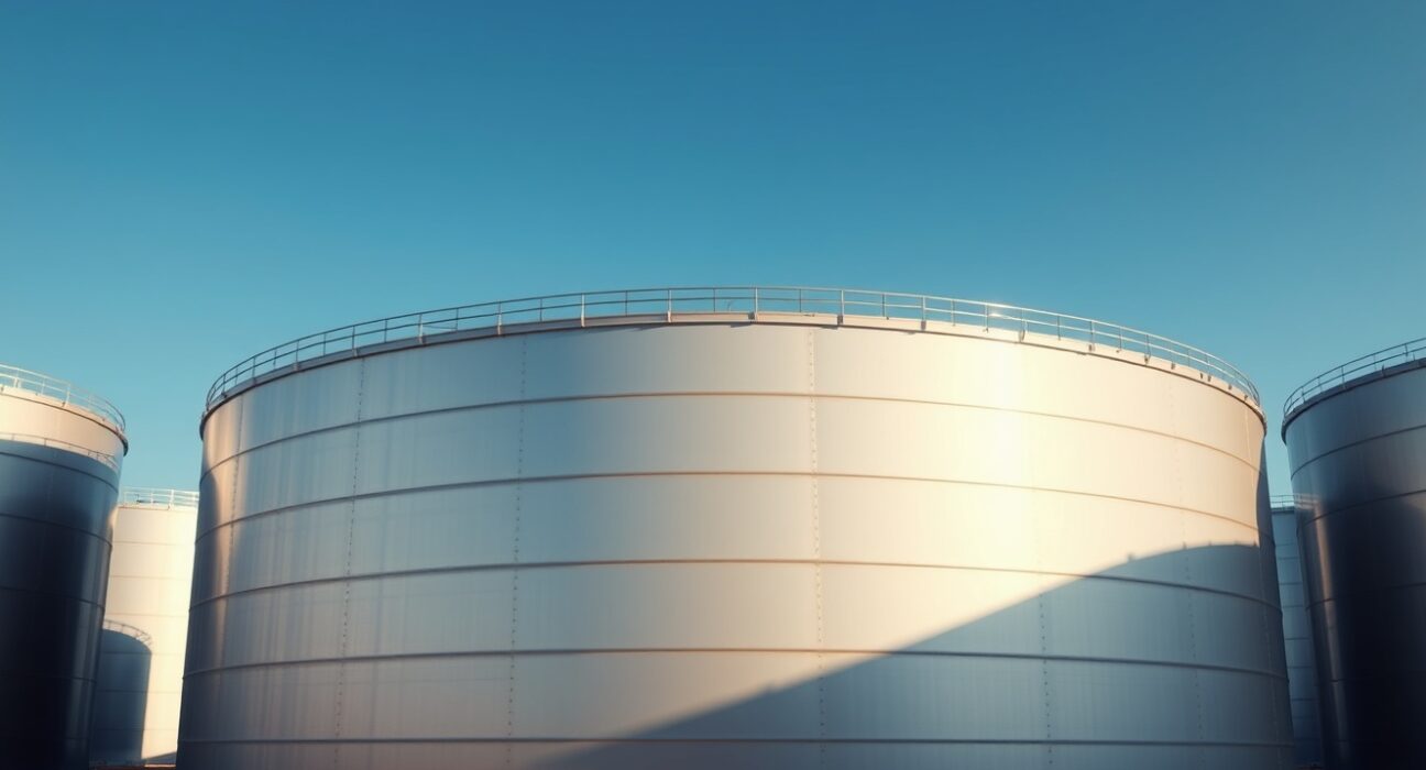 US strategic petroleum reserve oil storage tanks during a major release to stabilize markets.