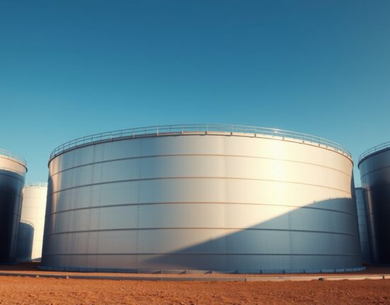US strategic petroleum reserve oil storage tanks during a major release to stabilize markets.