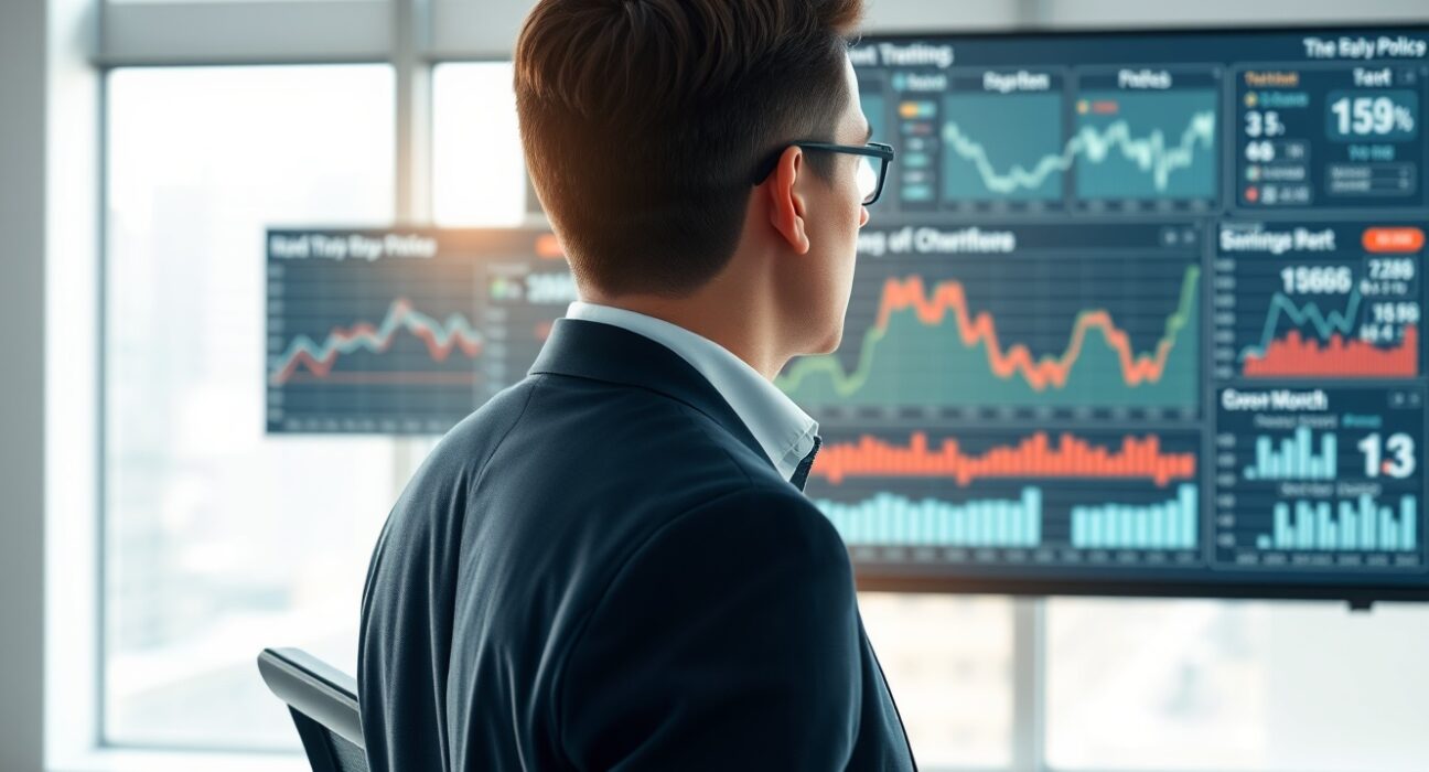 Analyst reviewing data on US trade investigations and policy uncertainty from Commerzbank.