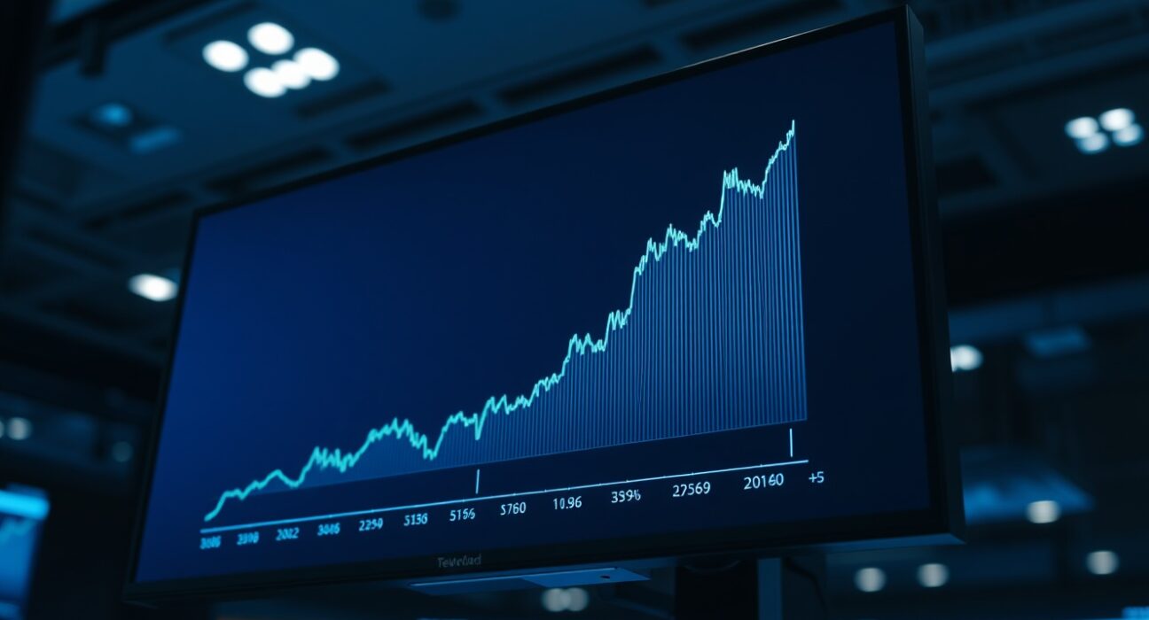 Financial data screen showing US Treasury yield chart with upward trend