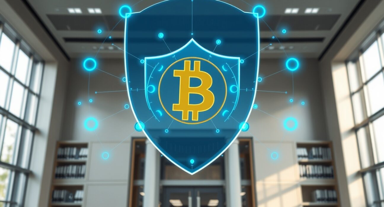 US Treasury cybersecurity initiative protecting cryptocurrency with digital security shield