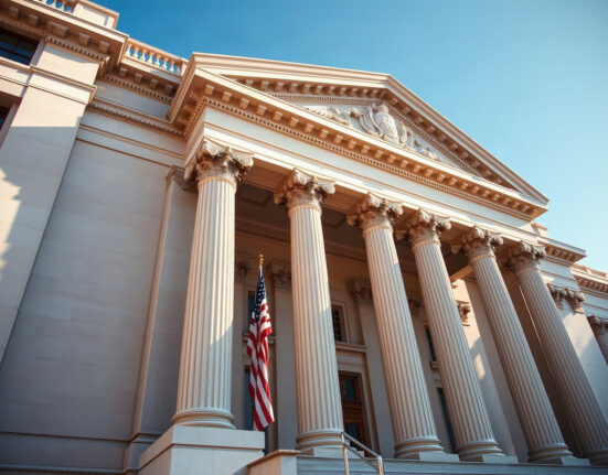 US Treasury building in Washington, D.C., symbolizing government bond operations.