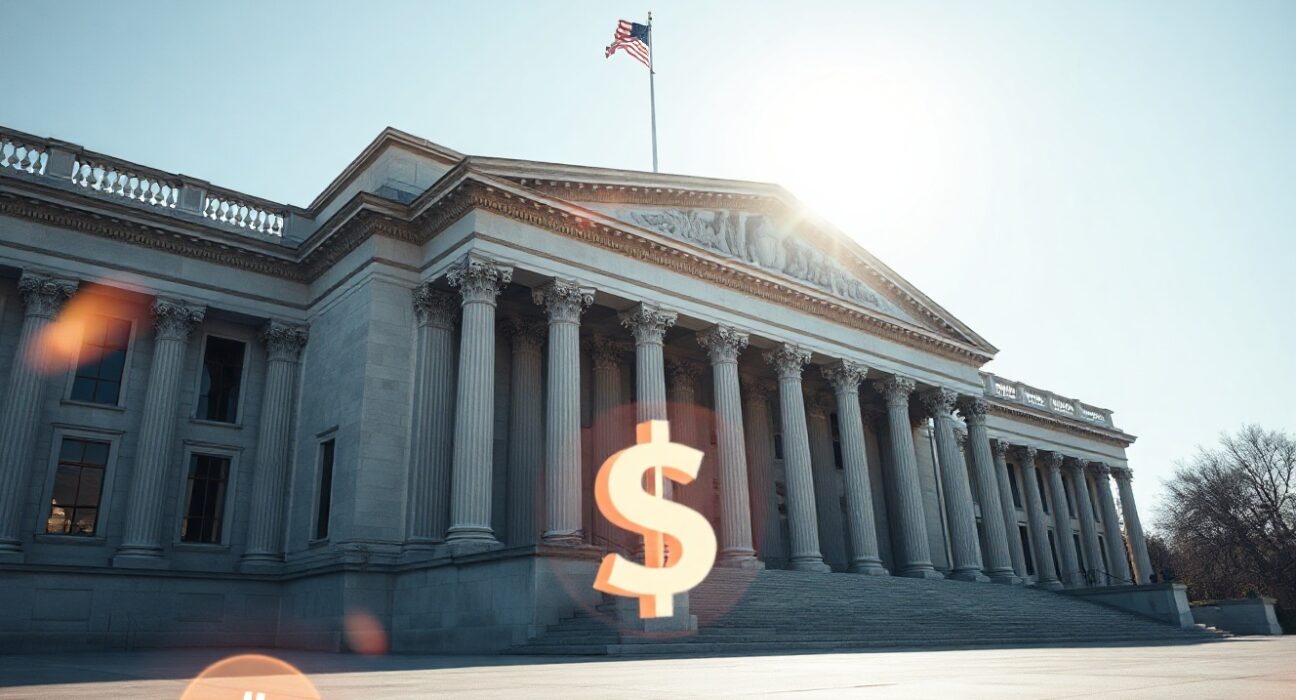 U.S. Treasury Building in Washington, D.C., symbolizing financial regulation and stablecoin oversight.