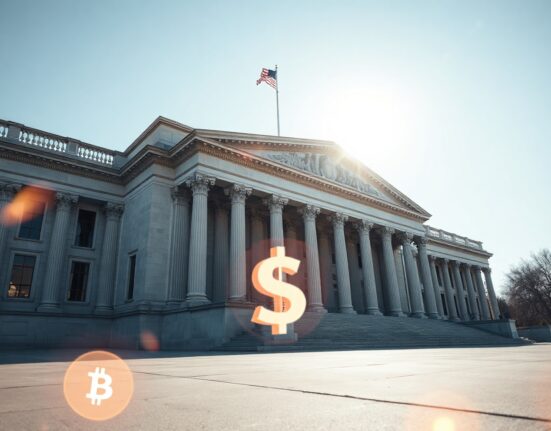 U.S. Treasury Building in Washington, D.C., symbolizing financial regulation and stablecoin oversight.