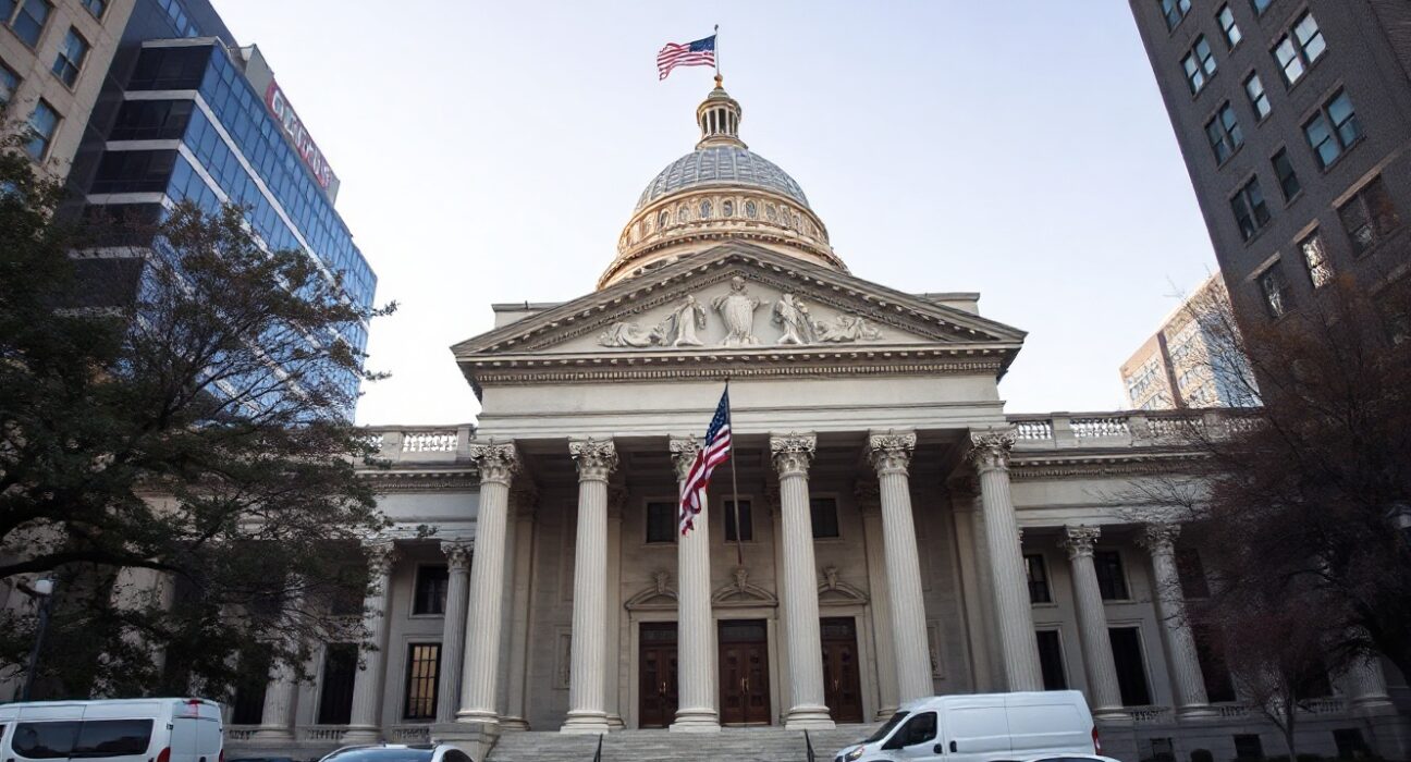 US Treasury Building in Washington, D.C., as the agency seeks comments on GENIUS Act rules.