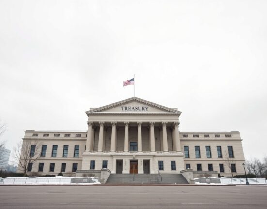 US Treasury Department building in Washington DC, representing new sanctions related to Iran in 2025.