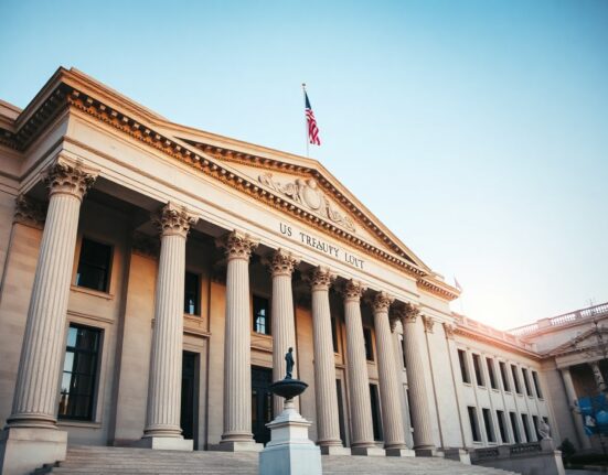 US Treasury Building in Washington, D.C., symbolizing economic sanctions policy