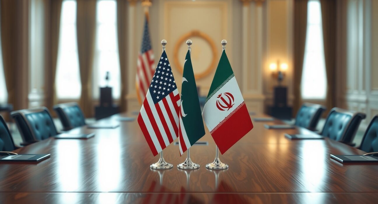 Diplomatic meeting setting for US VP JD Vance's potential Pakistan visit for Iran talks in 2025