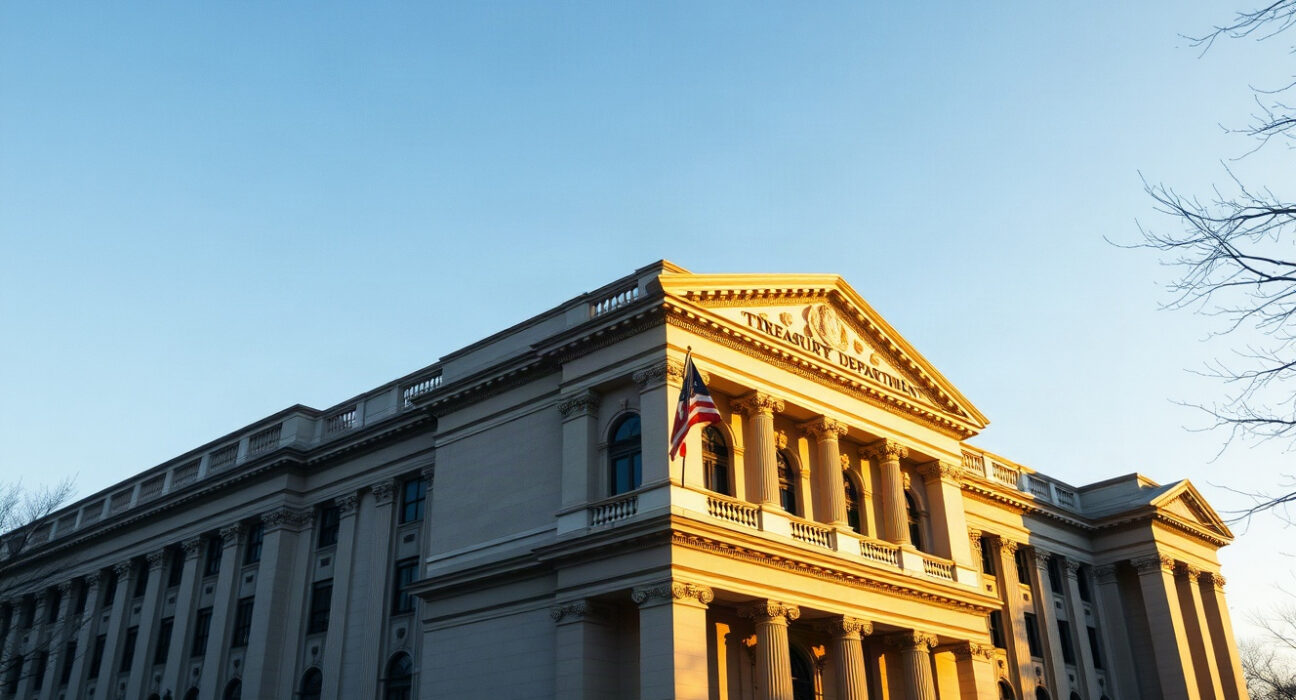 U.S. Treasury building in Washington, D.C., as Treasury Secretary Bessent signals possible further yen intervention.