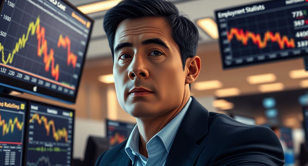 Financial analyst monitoring US Treasury yields and labor data affecting Federal Reserve policy decisions