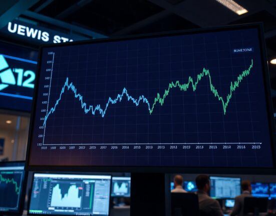 Financial data screen showing contrasting U.S. and euro zone bond yield trends in a newsroom setting.